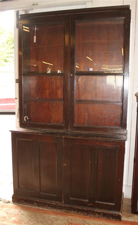 Mahogany and beech glazed bookcase and another(-)